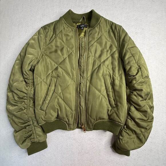 Lulus "Style Expedition" Olive Green Quilted Bomber Jacket Size XS - Picture 4 of 6